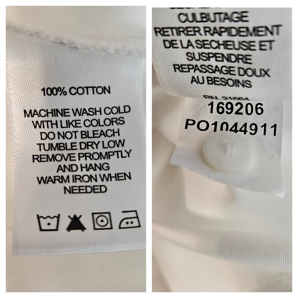 Foxcroft Top Womens Size 14 White Heritage Non-Iron Oxford Tunic Relaxed Shirt - Picture 14 of 15